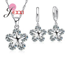 New Design Fashion Stainless Silver Jewelry Set Five Pointed Star Pentagram Necklace Earring Women Mother's Day Gift 2024 - buy cheap