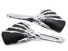 Pair Motorcycle 3D Chrome Skull Skeleton Rear View Mirrors For Electra Glide Fatboy Shadow 600 750 Vulcan Road Star Royal Star 2024 - buy cheap