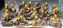 Conjunto completo de budismo chinês em bronze e ouro, 8 polegadas, estátua do dragão, tigre, leão 2024 - compre barato