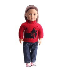 Roupas de bonecas conjunto inverno vermelho suéter + calças pretas acessórios de brinquedo cabem boneca de 18 polegadas e boneca de 43 cm boneca bebê c164 2024 - compre barato