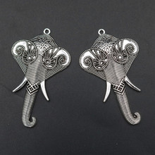 4pcs Antique Silver Color Elephant Charm Alloy Pendants Retro Necklace Bracelet DIY Metal Jewelry Findings 62*37mm A1357 2024 - buy cheap