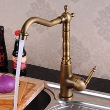 Vintage Retro Antique Brass Single Handle One Hole Bathroom Kitchen Basin Sink Faucet Mixer Tap Swivel Spout Deck Mounted msf003 2024 - buy cheap