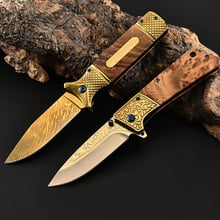 Folding Tactical Pocket Knife Survival Outdoor Camping Hunting Knife 440C Blade Wood Handle Rescue Utility Knives EDC Multi tool 2024 - buy cheap