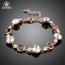 AZORA Top Quality Clear Austrian Crystals Bracelets for Women Chain Bracelet Trendy Rose Gold Color Round Circle Jewelry TS0179 2024 - buy cheap