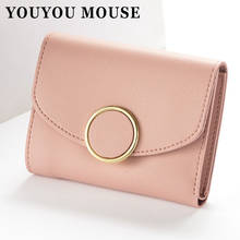 YOUYOU MOUSE Buckle 3 Fold Short Section Small Wallet Women Fashion Card Bag Round Buckle Wallet Female PU Leather Zero Purse 2024 - buy cheap