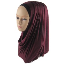 H1197 high quality glitter cotton jersey muslim long scarf,soft women's hijab headwrap,assorted colors 2024 - buy cheap