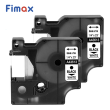 Fimax 2 pces compatível para dymo d1 fita de impressora de etiquetas 43613 6mm dymo d1 fita de etiqueta preto na fita branca da etiqueta do fabricante 2024 - compre barato