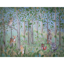 Oil Painting Forest Trees Photography Backdrop Printed Green Leaves Animals Fox Newborn Baby Kids Jungle Party Photo Background 2024 - buy cheap