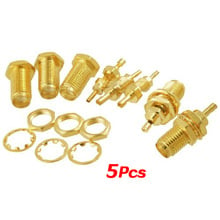 2015 Hot New 5 Pcs SMA Female Nut Bulkhead Crimp Straight RF Coax Connectors Adapters 2024 - buy cheap