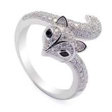 Eulonvan модные обручальные кольца для женщин 2019 925 пробы Silver Fox Животных белый и черный кубический цирконий S-3742 Размеры 6 7 8 2024 - купить недорого