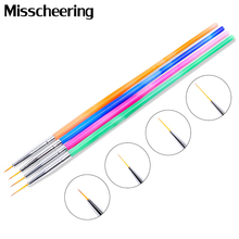 4Pcs/Set Gradient Colorful Nail Art Brush For Liner Painting Drawing Carving Pen Professional UV Gel Brushes Manicure Tools Set 2024 - buy cheap