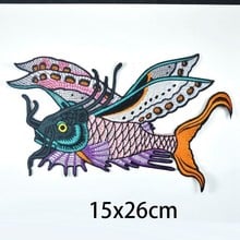 Flying Fish Large Patch for Jackets Sweater Shirt Cool DIY Sewing Embroidery Clothing Appliques Big Biker Patches Hippie Parches 2024 - compre barato