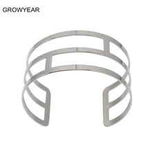 Silver Color Geometric Bangle Cuff Stainless Steel Women Jewelry Wholesale 2024 - buy cheap