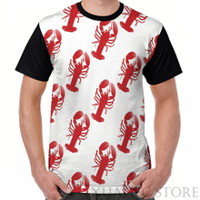 Camiseta de manga curta masculina e feminina, camiseta de manga curta estampada da moda de verão com estampa de lagosta vermelha, camisa gráfica engraçada 2024 - compre barato