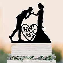 Amor bolo de casamento topper, sr. e sra. casamento silhueta bolo topper, noiva e noivo casamento têm suprimentos de decoração engraçados 2024 - compre barato