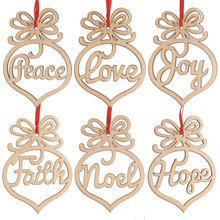 6 uds. De letras de Navidad Corazón De Madera diseño de burbuja adorno decoraciones para árboles de Navidad Fiesta en casa adornos regalo colgante 2024 - compra barato