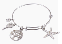 5PCS Fashion Silver Color Tone Starfish charm Expandable Wire Bangle Bracelet #91120 2024 - buy cheap