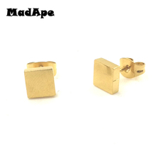 MadApe-pendientes cuadrados de acero inoxidable y titanio para mujer, joyería de calidad superior, Color dorado, a la moda, 6mm 2024 - compra barato