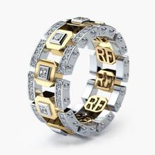 Anel de dedo com strass, anel de dedo brilhante de dois tons para homens e mulheres, joia de casamento e noivado, presente novo 2024 - compre barato