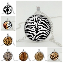 Hot! New Hot Cattle Leopard Tiger Pattern Wild Pendant Glass Convex Men and Women Clothing Necklace Accessories Jewelry 2024 - buy cheap