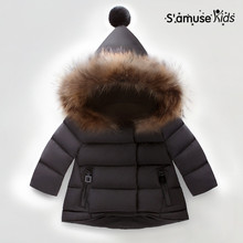 Пуховое пальто с капюшоном для маленьких девочек зимняя верхняя одежда и пальто Детские утепленные парки, куртка, одежда теплая Рождественская одежда 2024 - купить недорого