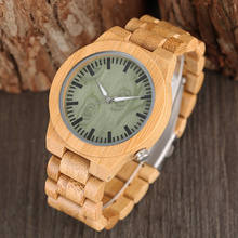 Creative Fresh Green Dial Wooden Quartz Watch 100% Natural Handmade Men's Full Bamboo Wood Wristwatch Fashion Casual Hour Clocks 2024 - buy cheap