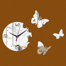 Relógio de parede espelhado acrílico, relógio de quartzo adesivo 3d decorativo para casa 2024 - compre barato