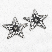 black white star Rhinestones crystal Beaded iron on patch parche embroidery patch,patches for clothing parches para la ropa 2024 - buy cheap