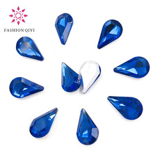 Free shipping 5X8mm/6X10mm/8X13mm Royal blue Teardrop pointback pear shape Glass crystal rhinestones diy Nail art accessories 2024 - buy cheap