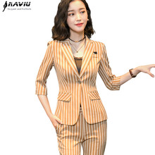 Naviu New Arrives 2 Piece Set Women Clothes Fashion Striped Blazer and Pants Office Lady Style Formal Uniform 2024 - buy cheap