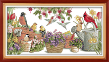 Birds gather in garden Counted Cross Stitch 11CT Printed 14CT DMC DIY Chinese Cotton Cross-stitch Kit Embroidery Needlework 2024 - buy cheap