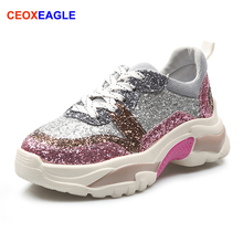 2019 Hot Sale Women Flats Platform Shoes Bling Glitter Platform Shoes Women Sneakers Ladies Thick Soled Trainers Chaussure Femme 2024 - buy cheap