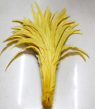 Free Shipping 100pcs yellow Rooster Tail feather 12-14inches 30-35cm Dyed conque/cock tail Feathers 2024 - buy cheap