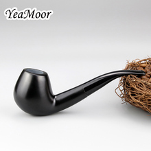 New Solid Black Smoking Pipe 9mm Filter Bent Wooden Pipe 10 tools free Handmade Ebony Wood Pipe Tobacco Pipe Smoke Accessory Set 2024 - buy cheap