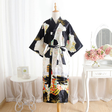 Black Summer Women's Kimono Long Robe Bathrobe Nightwear Pyjamas Female Faux Silk Bath Gown Nightgown Mujer Pijama One Size 035 2024 - buy cheap