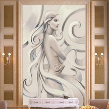 beibehang Wallpaper custom living room bedroom murals 3d beauty sculpture embossed porch background wall decorative painting 2024 - buy cheap