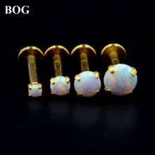 Lot 4 Pcs Gold Labret Monroe Lip Stud Ear Cartiliage Tragus Helix Piercing stud Ring With White Opal Stone 16g Body Jewelry 2024 - buy cheap