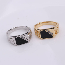 Fashion Silver Gold Color Black Enamel Men Finger Ring Size 7-12 Good Quality Man Jewelry Wedding Party Accessories 2024 - buy cheap