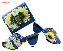 doershow Italian Shoes with Matching Bags Ladies Shoes with Matching Bags Set Decorated with Rhinestone Party Shoes blue TGF1-2 2024 - buy cheap