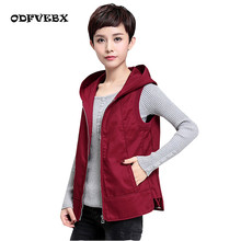 Plus size M-4XL vest female short 2020 spring and autumn new mother installed hooded middle-aged woman loose vest jacket Women's 2024 - buy cheap