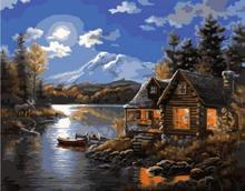 House by the lake Landscape Framed Pictures Painting By Numbers Painting and Calligraphy DIY Coloring By Numbers on Canvas 2024 - buy cheap