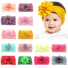 Yundfly Cute Newborn Toddler Baby Girls Head Wrap Lotus Flower Knot Turban Headband Hair Accessories Birthday Gifts for 0-3Y 2024 - buy cheap