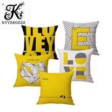 Fashion High Quality Cotton Linen Yellow Simple Geometry Letter LOVE  Decorative Throw Pillow Case Cushion Cover Sofa Home Decor 2024 - buy cheap
