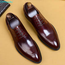 Мужские модельные туфли QYFCIOUFU, деловые туфли ручной работы из натуральной кожи на шнурках, большие размеры 2024 - купить недорого