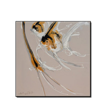 Pintura al óleo pintada a mano de artista pintura abstracta oro amarillo peces en lienzo pared arte cuadros para decoración del hogar sala de estar 2024 - compra barato