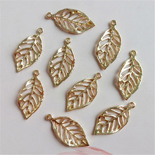 100 PCS 13*28mm Metal Zinc Alloy Gold Leaves Pendant Charm For Jewelry Making 2024 - buy cheap