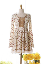 Vestido de princesa dulce lolita, vestido de punto de invierno, floral, gamuza de imitación, empalme, cintura alta, Delgado, UF52 2024 - compra barato