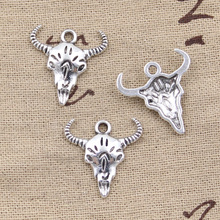 15pcs Charms Skull Bull Ox 21x20mm Antique Making Pendant fit,Vintage Tibetan Bronze Silver color,DIY Handmade Jewelry 2024 - buy cheap