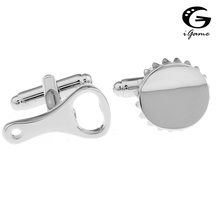 iGame Factory Price Retail Men's Cufflinks Brass Material Opener & Bottle Cap Design Cuff Links 2024 - buy cheap
