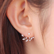 Korean version popular fashion girls jewelry wholesale drill crystal Leaf Earrings tree branches hanging Zircon  2024 - buy cheap